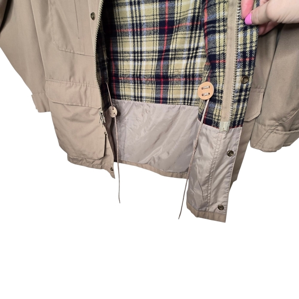 Vintage Swingster Mens Kahki Jacket Sz M Flannel Lined Two Way Zipper Utility - Picture 13 of 16